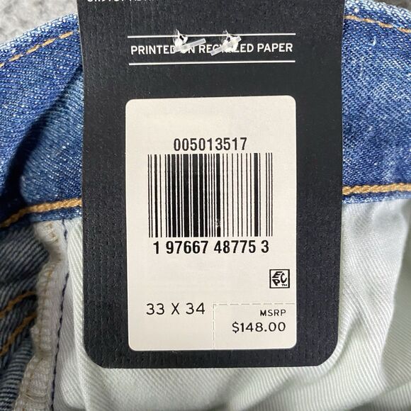 Levis Premium 501 Selvedge Jeans Mens 33x34 Blue Hemp Blend Straight Leg NEW - Picture 11 of 14